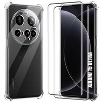 Case + 2 Tempered Glass for Xiaomi 15 Ultra, 4 Reinforced Corners Protection Transparent Silicone