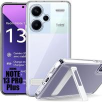 Coque antichoc pour xiaomi redmi note 13 pro+ 5g - note 13 pro plus 5g - protection tpu transparent avec support argenté