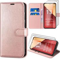 Coque pour Xiaomi Redmi Note 13 Pro 4G - E.F.Connection - Cuir PU Rose - 2 Verres Trempés - Rabat - Semi-rigide