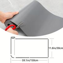 1pc Gray EVA Thickened Rib Drawer Mat - Durable, Non-Slip, Clear Plastic Shelf Liner for Kitchen Drawers, Desk, and Table Organization pilka spalva