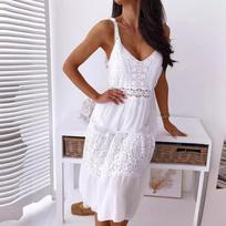 Womens Lace Patchwork Suspender Beach Dress L balta