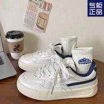 2024 summer new ins retro Hong Kong style thick baseplate shoes women's super fire versatile white shoes niche casual sports shoes 35 mėlyna