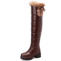 Warm Fur Plush Snow Boots Women Winter Shoes Platform Over High Knee Boots Waterproof Comfortable Female Black Brown Rain Shoes 34 ruda