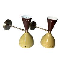 1 Pair Italian Diablo Mid Century Wall Sconces Brass Bathroom Vanity Light or Anywhere Lighting Fixtures