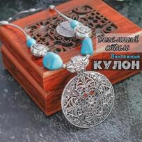 Necklace Turquoise Decoration Retro Women's Short Clavicle Chain Classical Jewelry Necklace Turquoise Necklace One Size sidabras