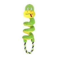 Girgždantis šunų kramtukas su šiugždančiu popieriumi, pliušinis žirafos/gyvatės formos tempimo žaislas Snake yellow