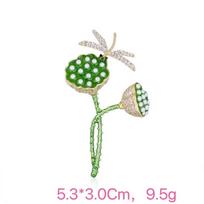 Fashion Fresh Lotus Seed Dragonfly Enamel Colored Zircon Breast Pin New High End Women's Breast Flower Summer Suit Pin Accessory A beige