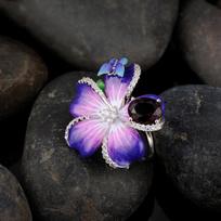 Jewelry Women's Enamel Thai Blue Ring Craft Butterfly Flower No. 6