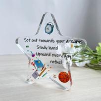 Desktop Decorative Transparent Acrylic Pentagram Inspirational Slogans Creative Ornaments SJ005/10*10*1