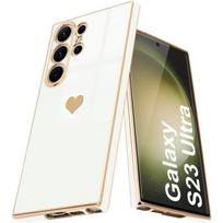 Protective Case - Booling - for Samsung Galaxy S23 Ultra - Flexible TPU - Heart Pattern - Anti-Scratch balta