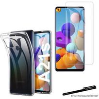Verre trempé pour samsung galaxy a21s et coque de protection souple transparente avec stylet toproduits®