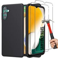 Case for Samsung Galaxy A04s - Black - Soft TPU - High Resistance - 2 Tempered Glasses juoda