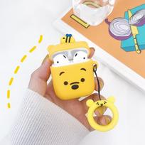 Silikoninis nuo kritimo ausinių dėklas, skirtas Airpods Cartoon Bear Pink Pig Pattern apsauginis dėklas Bear