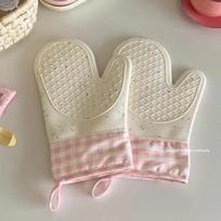 Silicone Heat-Resistant Long Two-Finger Oven Mitts –Non-Slip Anti-Scald Kitchen Gloves with Cotton Lining for Cooking Essentials