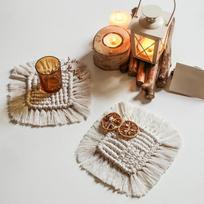 Naujas DIY Bohemiškas Stalo Kilimėlis Medvilninė Pynė Makramė Padėkliukas Puodeliui Izoliacinis Padėkliukas Virtuvei Valgomajam Ta