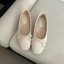 Women Gentle Bowknot Ballet Flat Shoes Korean Fashion Retro Elegant Round Toe Stiletto Pumps Autumn Dress Loafer Casual Shoes 35 smėlis