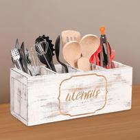 Wooden Cutlery Holder Storage Box Fork Spoon Knife Organizer Compact Kitchen Utensil