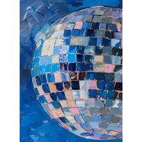 Retro Disco Ball Blue Mirrorball Elegant Heart Champagne Pink Poster Print Wall Art Pictures Canvas Painting Room Home Decor 21cm×30cm NoFrame