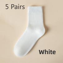 5 Pairs of Thick and Fleece Warm Loop Mid Calf Cotton Socks for Women In Autumn and Winter 5 Pairs balta