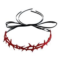 Ornament Temperament Flannel Thorns Collarbone Chain Halloween Witch Cosplay Gothic Necklace Woman raudona