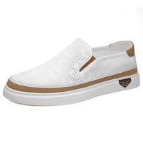 Breathable Men Mesh Shoes Summer Slip on Loafers Lightweight Man Casual Flats Hot Sale Driving Shoes Hollow Out Comfy Moccasins 38 balta