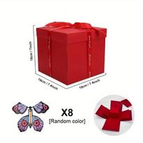 1set  Creative Festival Gift Box Surprise Love Combination Flying Butterfly Handmade Birthday Gift Box Festival Gift 8pcs Butterfly raudona