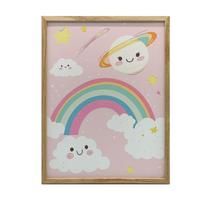 Cheerful Planet With Rainbow Poster Cheerful Planet With Rainbow Poster, 50X70 Cm, Dark Brown Wooden Frame, 230 Gsm Matte Paper 54