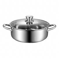 Extra-Thick Stainless Steel Double-Flavored Hot Pot - Large Capacity Shabu-Shabu & Dry Pot 28cm gray