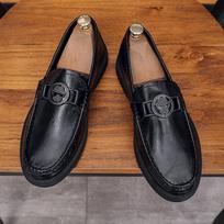 Men's casual leather shoes spring new soft-soled lazy shoes men's one-pedal men's shoes 2025 new non-slip and wear-resistant 39