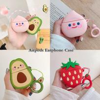 Mielas animacinis silikoninis Bluetooth belaidžių ausinių dėklas Apple AirPods apsauginiam dangteliui C beige