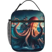 Giant Octopus Thermal Lunch Bag for Men Women Insulated Reusable Lunch Box with Adjustable Shoulder Strap for Work School Picnic 26x21x11CM juoda