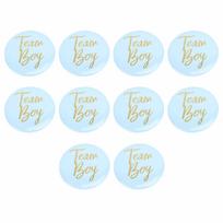 10Pcs Gender Reveal Button Pins Tinplate Baby Shower Party Favors Decoration Supplies Blue mėlyna
