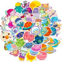 T01040761 Clearance 50 Universe Planet Stickers Ins Wind Personality Galaxy Planet Cartoon Graffiti Student