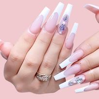 European and American Nail Pieces Ballet Coffin Armor French Manicure Ins White French Colored Diamond Fake Nails