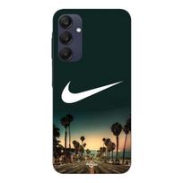 Coque Pour Samsung galaxy A25 Nike logo arrière-plan Palmiers de Californie la nuit Maniacase
