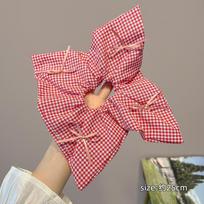 1pcs Red Pink Oversized Plaid Hair Scrunchies Square Hair Ropes High Elastic Ribbon Bow Head Decorations Hair Accessories