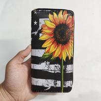 Sunflower Long Zipper Wallet Flower Chrysanthemum Clutch