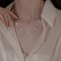Manta rose pearl necklace niche retro temperament collarbone chain light luxury fashion versatile high-end earrings