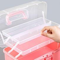 Trijų sluoksnių skaidri plastikinė rankdarbių laikymo dėžė, siuvimo reikmenų laikymo dėžė, sulankstoma įrankių dėžė, meno studento įvairių daiktų laikymo dėžė white
