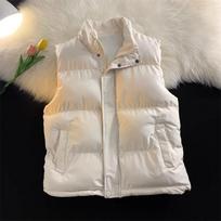 Unisex Korean Style Cotton Vest: Trendy Stand-up Collar, Slim Fit, Thickened for Warmth L