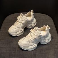 Platform dance shoes women's autumn tide leather surface soft sole sports casual shoes heightening shoes dad shoes 33