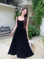 Women's 2024 Summer Black Sleeveless Spaghetti Strap High-End Backless Maxi Dress XL