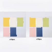 20pcs A7 Binder Dividers Multicolor PP Planner Inserts Index Tabs Loose Leaf Binders Accessories Refill Category Page Tab Indexing white