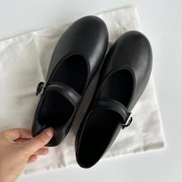 Sheepskin version~ Leather round head flat-soled ballet shoes with one-word buckle Mary Jane women's shoes grandma shoes single shoes 35