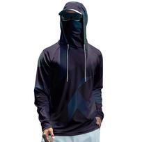 Men's Summer Gradient Color Geometry Quick-drying Long-sleeved T-shirt Sun Clothing Fishing Fitness Sports Hooded Long-sleeved Top L juoda
