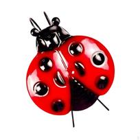 Ladybug Garden Decor Metal Ornament for Outdoor And Indoor Areas raudona