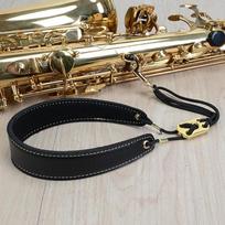 Reguliuojamas saksofono kaklo paminkštintas odinis dirželis Sax Harness pakabinamas diržas black