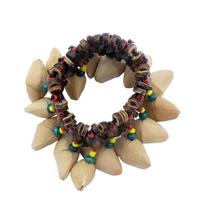 Miwayer African Nut Shell Hand Bell Bracelet Tribal Style/For Djembe African Drum Conga Percussion Musical Instrument Gifts Toys beige