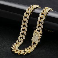 New Pet Dog Leash: Cuban Choker with Safety Buckle and Artificial Diamond Collar 25cm auksas