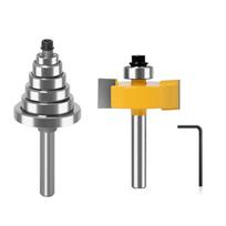 2pcs Rabbet Router Bit with 6 Bearings Multi Rabbeting Router Bit Tools for Hard Wood, Softwood, Synthetic Board 6